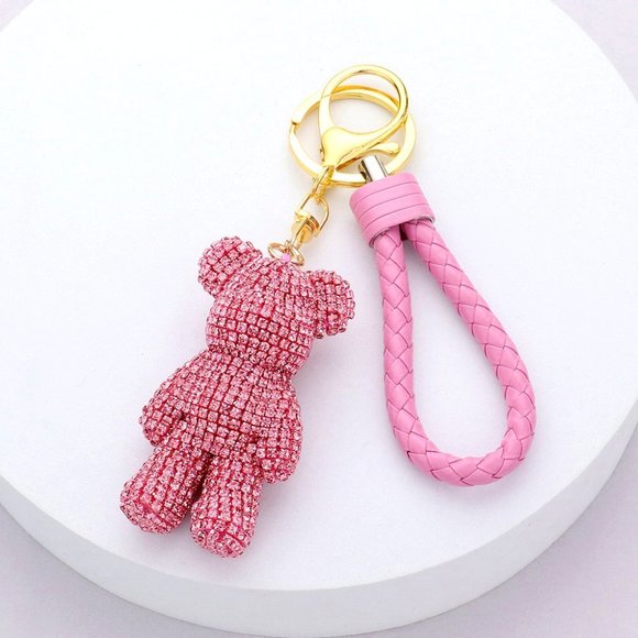 Pink Bling Bear Key  Chain - Picture 1 of 2